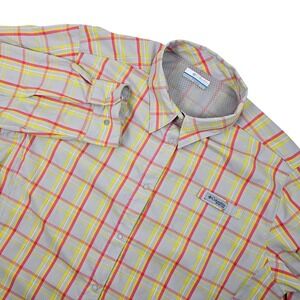 Columbia PFG Crystal Springs Shirt Womens XL Omni-Shade LS Gray Plaid Zip Pocket